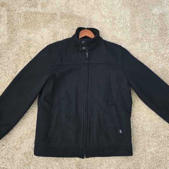 Abercrombie & Fitch Men’s Wool Coat Jacket L Navy Blue Quilted Classic Preppy - Picture 4 of 9